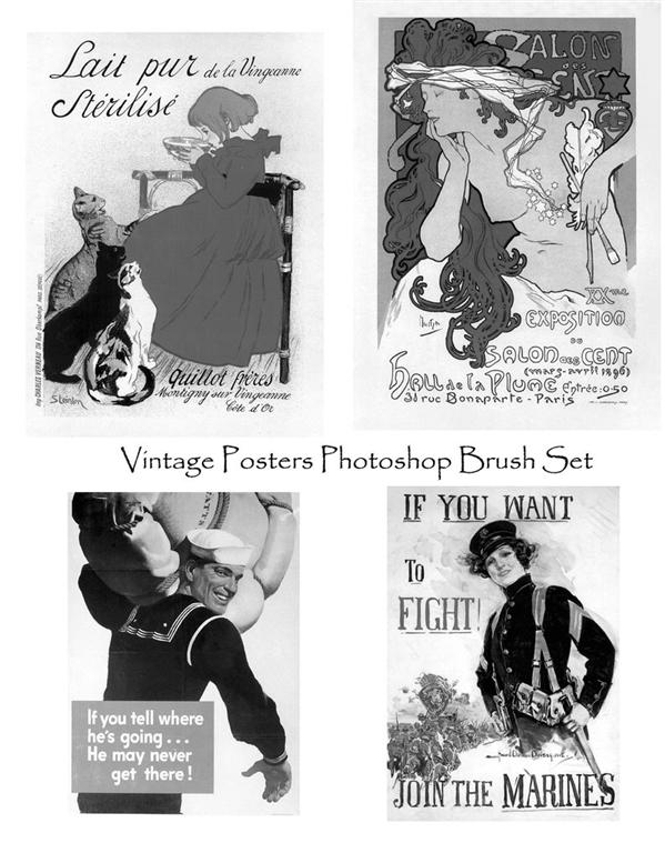 Vintage
Posters Photoshop Set by PhoenixWildfire photoshop resource collected by psd-dude.com from deviantart