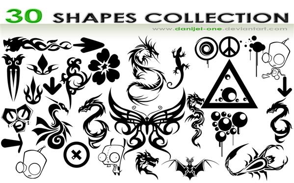30
SHAPES COLLECTION by danijeL-one photoshop resource collected by psd-dude.com from deviantart