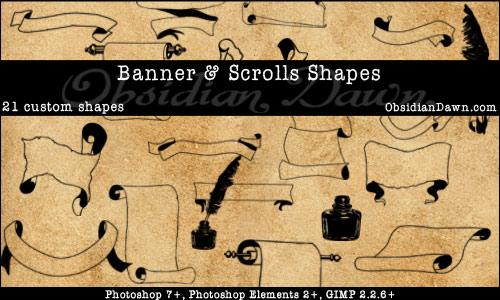 Banner
 Scrolls Custom Shapes by redheadstock photoshop resource collected by psd-dude.com from deviantart