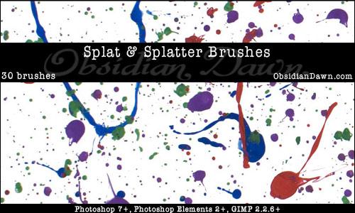 Splats
 and Splatters Brushes by redheadstock photoshop resource collected by psd-dude.com from deviantart