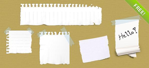 5 Ripped Torn Paper Notes PSD - Free