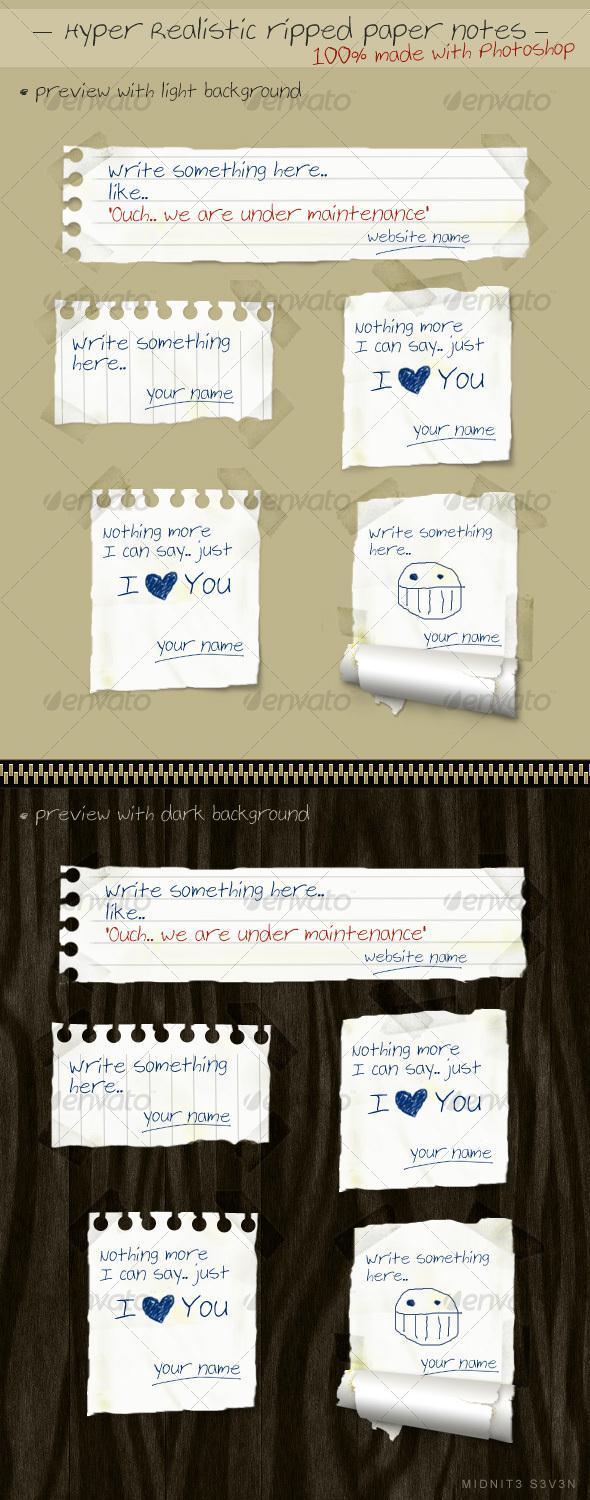Ripped Torn Paper Notes PSD - Premium