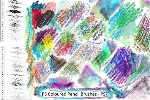 Coloured Pencil Brushes PS7 by Dark-Zeblock photoshop resource collected by psd-dude.com from deviantart