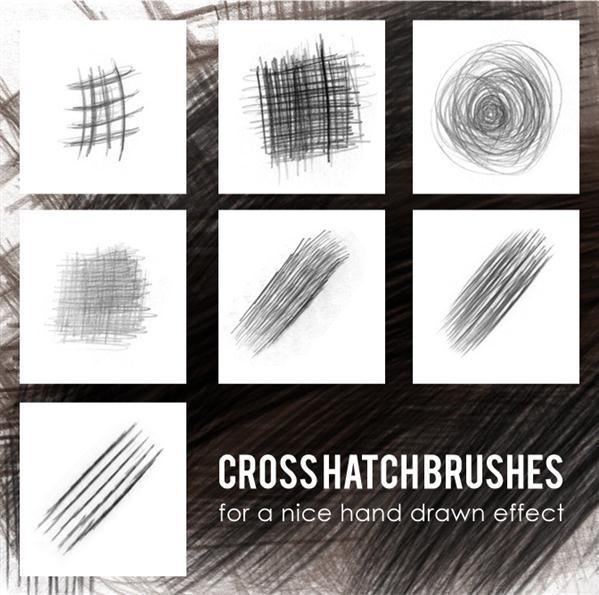 Cross hatch brushes for Photoshop