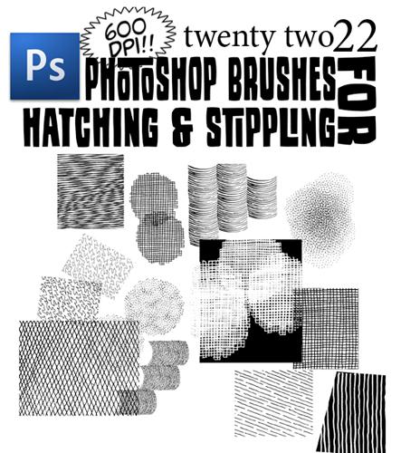 Hatching and Stippling Brushes by bozoartist photoshop resource collected by psd-dude.com from deviantart
