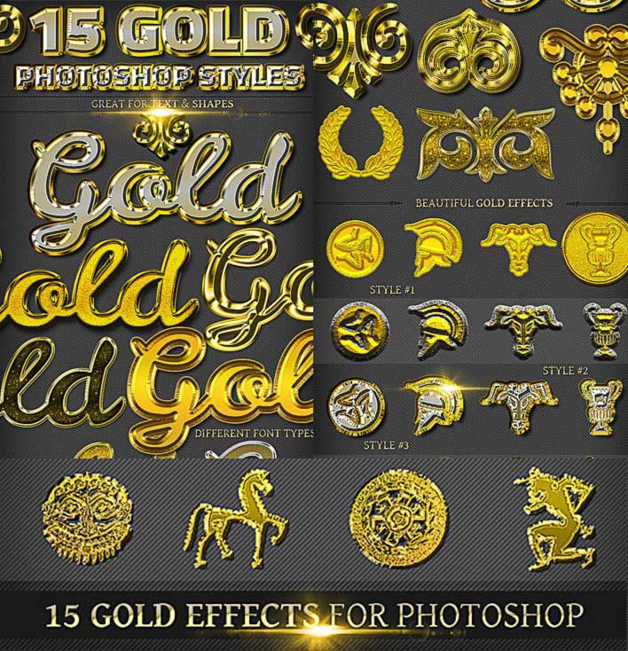 15 Gold Effect Photoshop Styles