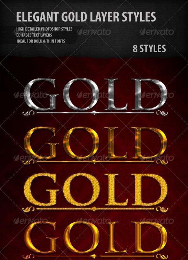 Elegant Gold and Silver Photoshop Styles