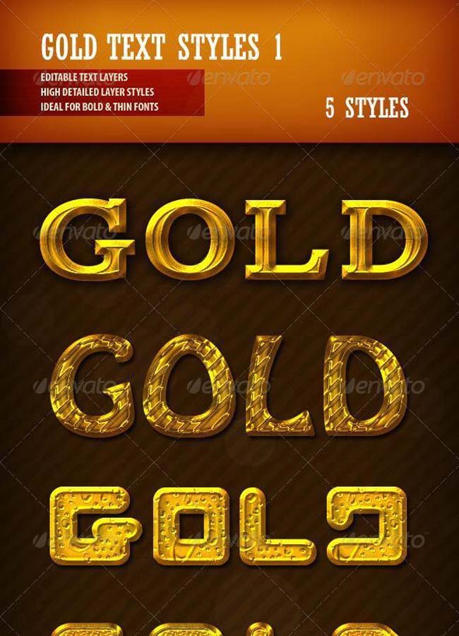 Golden and Gold Text Styles for Adobe Photoshop