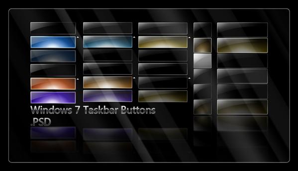 Win7
 Taskbar Buttons PSD by giannisgx89 photoshop resource collected by psd-dude.com from deviantart