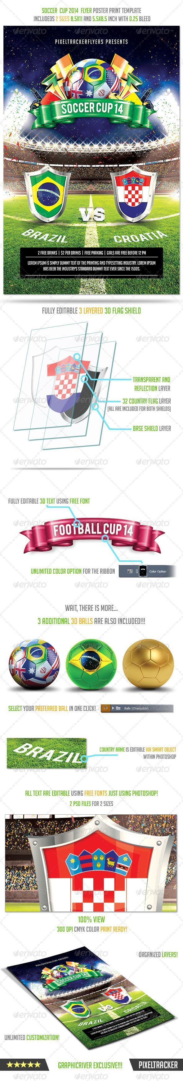 Customizable World Cup 2014 Match PSD Flyer