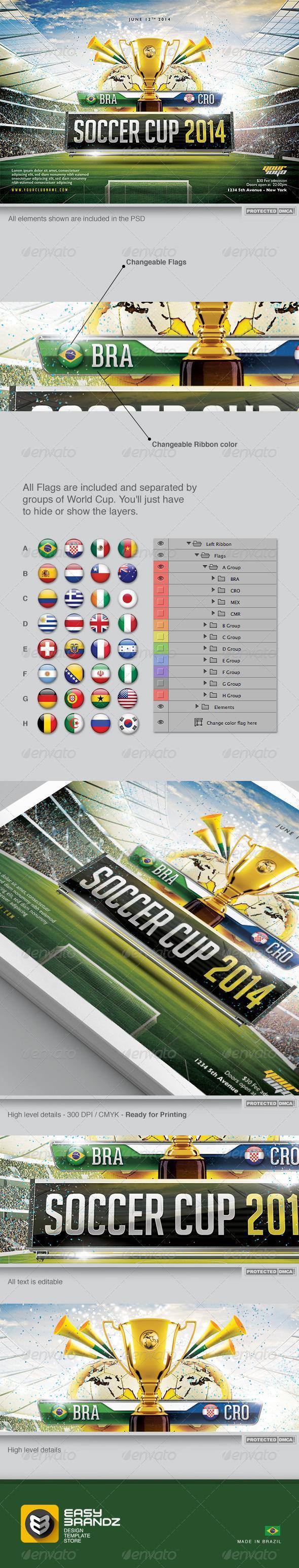 Soccer Cup 2014 Flyer Template PSD