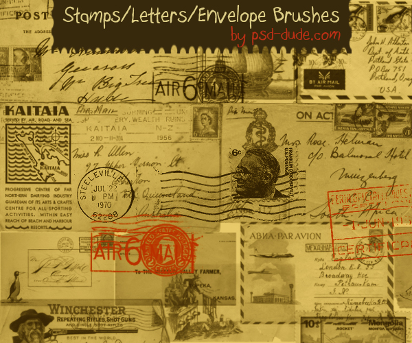 Photoshop Stamps Letters and Envelope Brushes