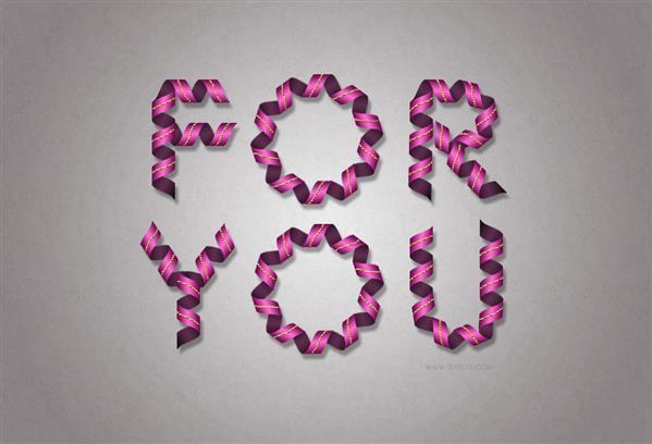 Curled ribbon text effect Photoshop Tutorial