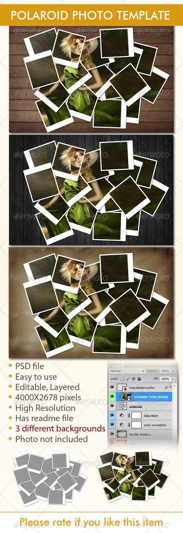 Instant Photo Frames Polaroid PSD Templates