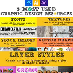 9 Most Used Design Resources Infographic psd-dude.com Resources