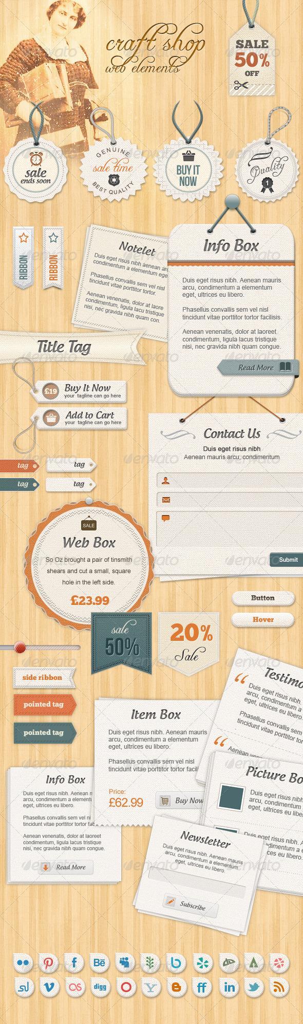 Web Elements and Price Tags PSD Templates - Premium