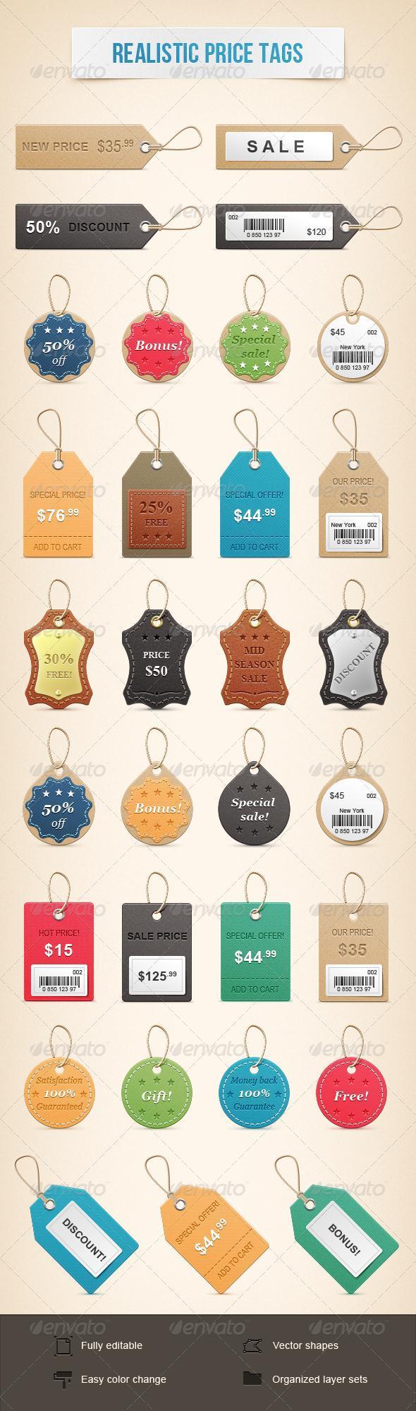 Realistic Price Tags PSD - Premium