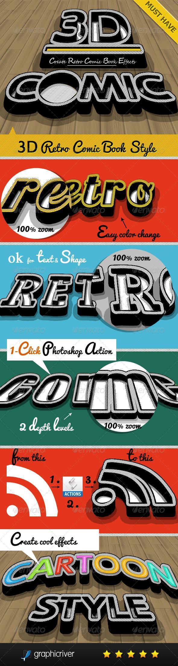 3D Retro Comic Book Photoshop Text Styles