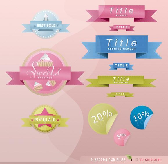 Ribbon and Badge PSD Web Elements