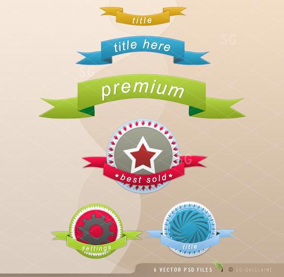 Ribbon PSD Web Elements