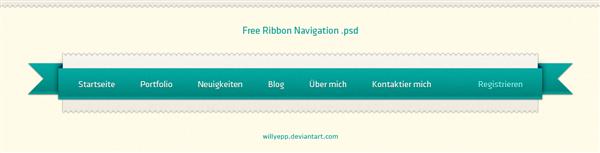 Free
 Ribbon Navigation PSD by WillyEpp photoshop resource collected by psd-dude.com from deviantart