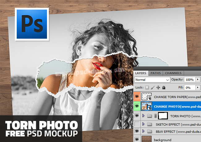 ripped torn paper photoshop free PSD