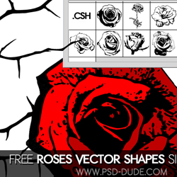 Rose Vector Flower Photoshop Custom Shapes psd-dude.com Resources