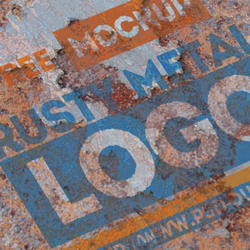 Rusty <span class='searchHighlight'>Metal</span> Logo Free PSD Mockup psd-dude.com Resources