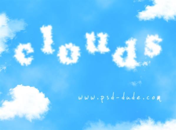 Summer Sky Clouds text in photoshop