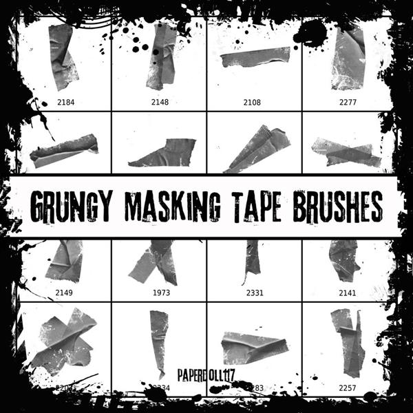 Grungy Masking Tape Brushes by PaperDoll117 photoshop resource collected by psd-dude.com from deviantart