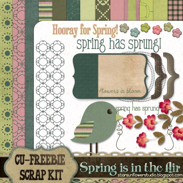 Spring Scrapbook Kit by starsunflowerstudio photoshop resource collected by psd-dude.com from deviantart