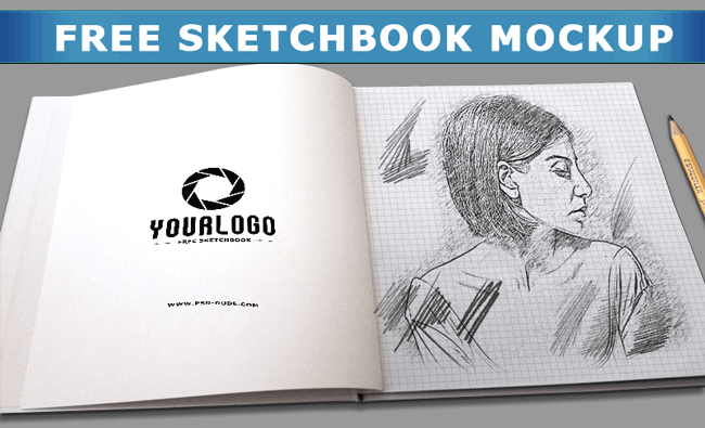 sketchbook with pencil sketch effect Photoshop file free download