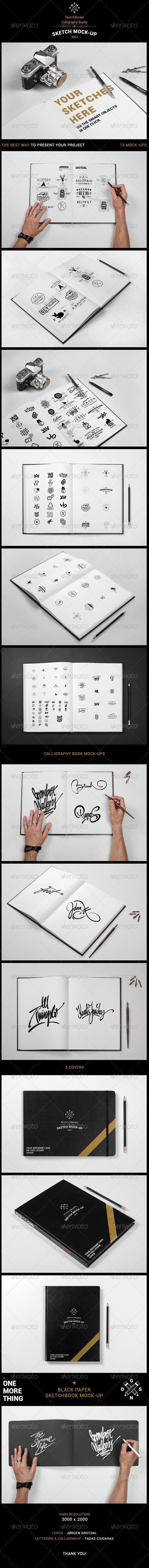 Sketch book and calligraphy book mock up