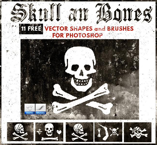 Skull and Bones Brushes and Vectors for Photoshop
