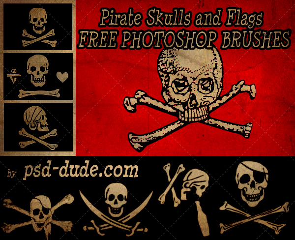 Pirate Skull Flags Photoshop Brushes