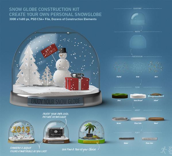 Snow Globe Construction Kit Layered PSD
