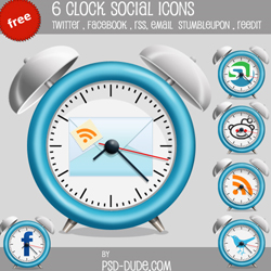 6 Free Clock <span class='searchHighlight'>Social</span> <span class='searchHighlight'>Icons</span> psd-dude.com Resources