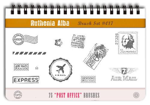 Brushset 17 Post Office by Ruthenia-Alba photoshop resource collected by psd-dude.com from deviantart