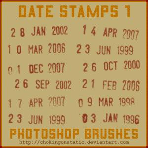 date stamp brushes 1 by chokingonstatic photoshop resource collected by psd-dude.com from deviantart