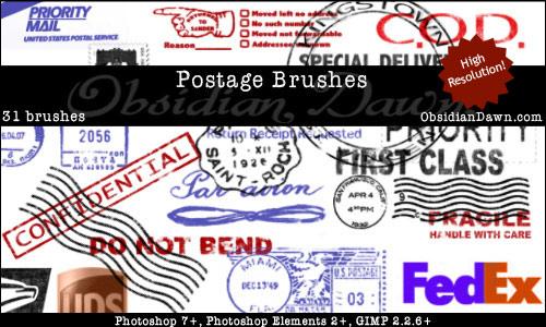 Postage Photoshop Brushes by redheadstock photoshop resource collected by psd-dude.com from deviantart