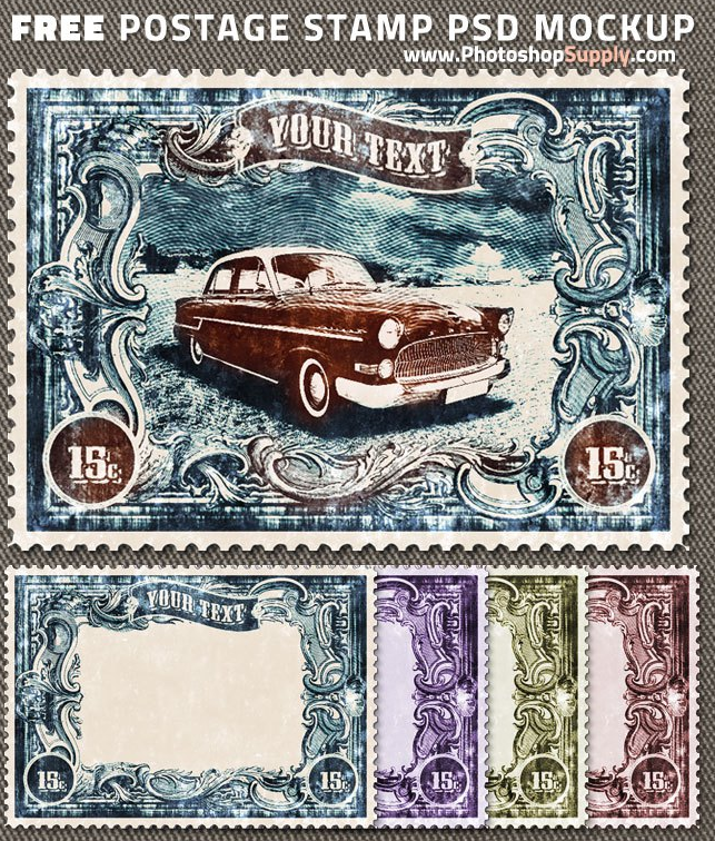 Old Postage Stamp PSD Free Mockup