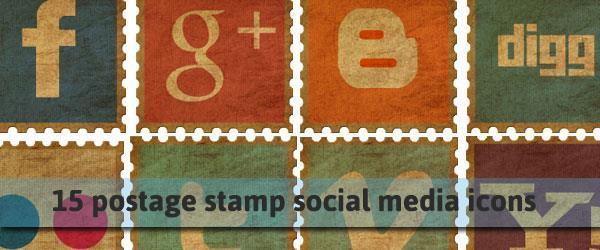 Freebie old stamp social media icon set