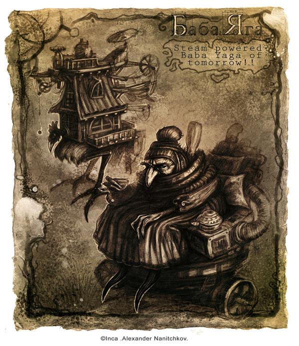 Baba
 Yaga steampunked by Tsabo6 photoshop resource collected by psd-dude.com from deviantart