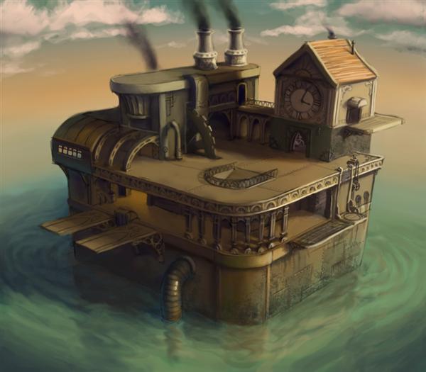 Steampunk
 Oil Rig by ZackF photoshop resource collected by psd-dude.com from deviantart