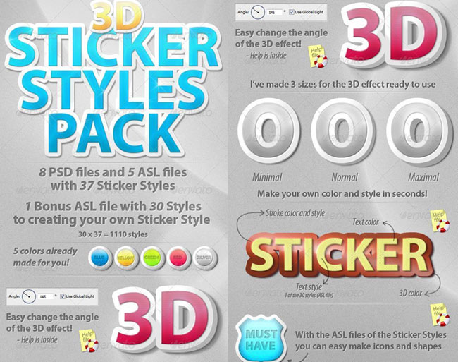 3D Sticker Photoshop Styles