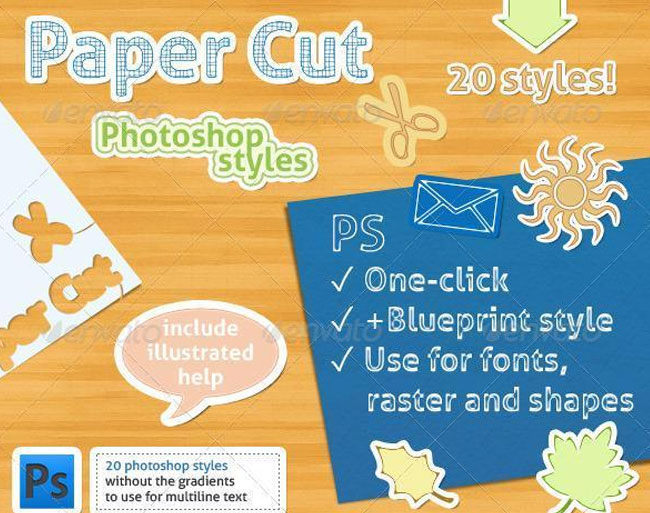 Sticker Paper Cut Photoshop Styles