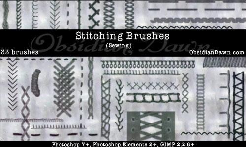 Stitching Sewing PS Brushes by redheadstock photoshop resource collected by psd-dude.com from deviantart