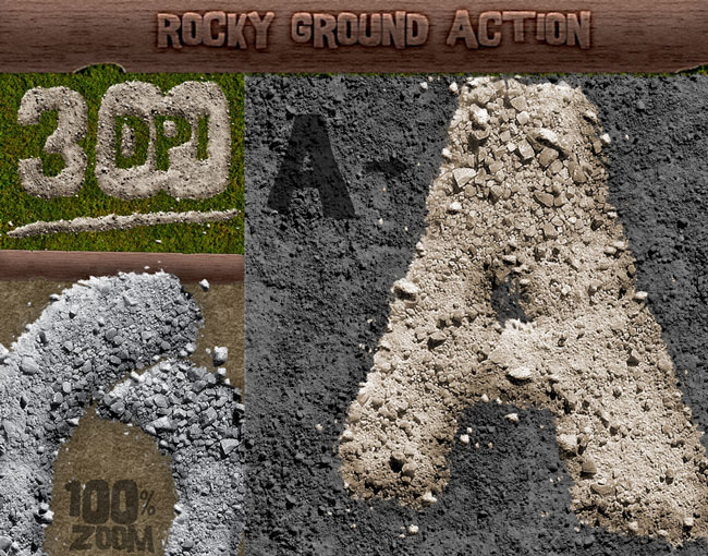 Rock Ground Text Style Photoshop Action - 300 DPI