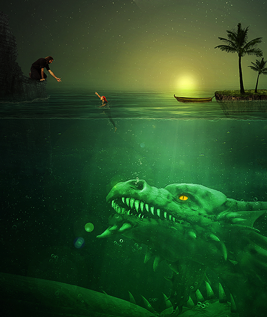 Underwater Dragon Fantasy Photoshop Tutorial