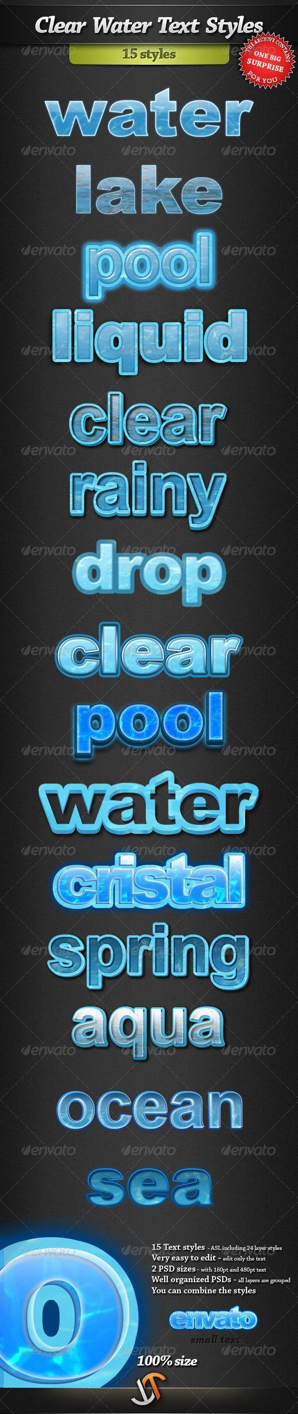 Clear Water Photoshop Text Styles